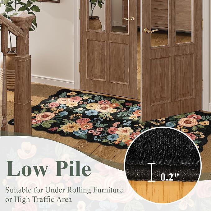 DUKINO 2x12 Runner Rug for Hallway, Soft Floral Washable Kitchen Runner Rug - Image 8