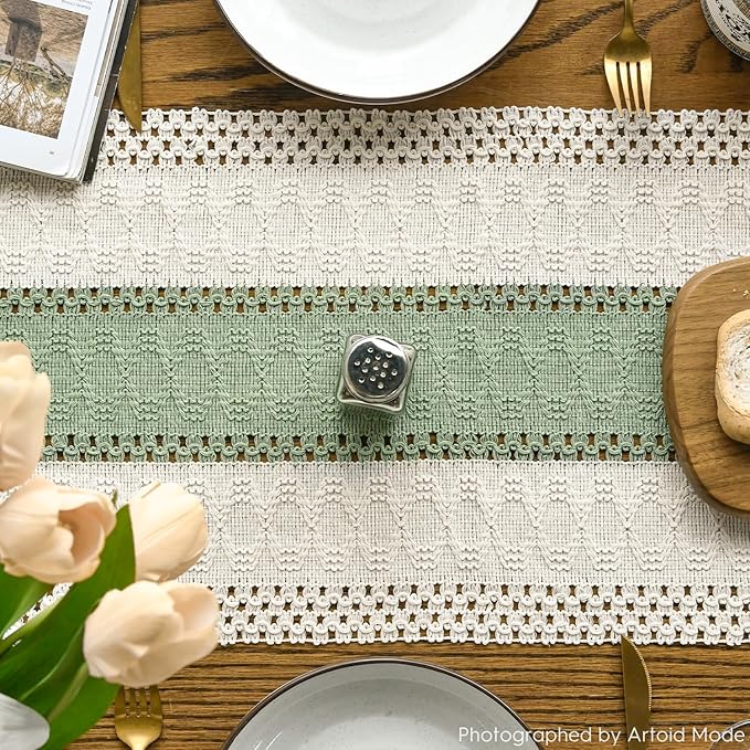 Artoid Mode Light Green Farmhouse Rustic Table Runner 12x90 Inch | Seasonal - Image 3