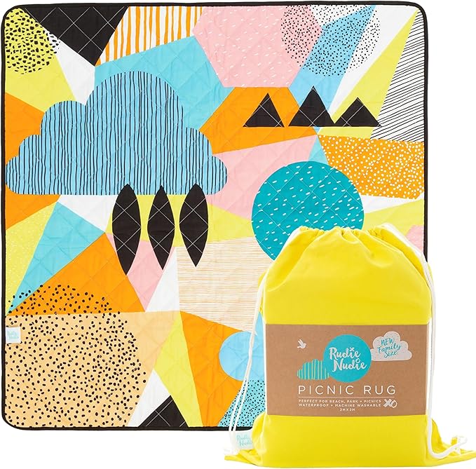 Jumbo Picnic Rug, Large Picnic Mat, 6'7" x 6'7", Outdoor Waterproof Picnic Blanket Beach Mat, Foldable & Waterproof, Picnic Blankets Ideal for Beach & Park, Outdoor Blanket, Happy Now