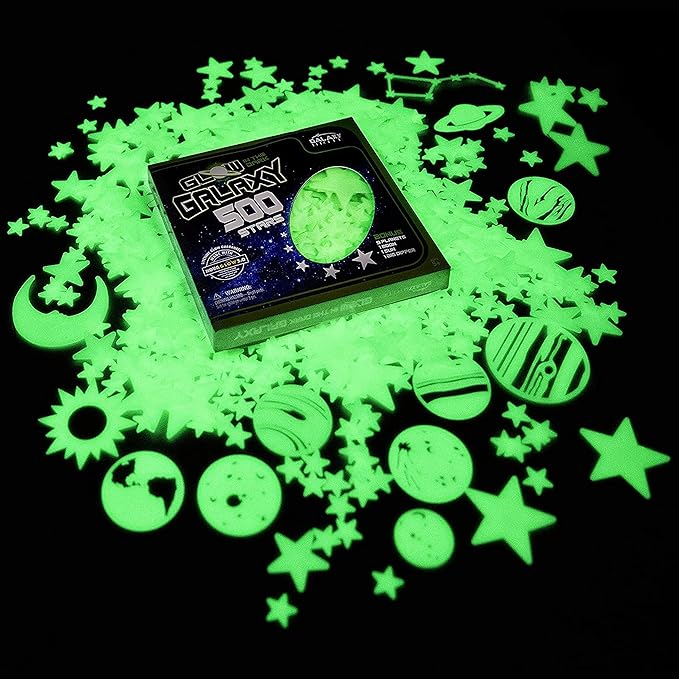 Glow in The Dark Stars for Ceiling, 500-Count, Largest Ceiling Glow Stars Assortment Includes Jumbo Sun, All 9 Planets, Bonus Moon and Entire Big Dipper Constellation Plus More! Stocking Stuffers
