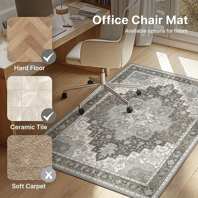 48"x72" Office Chair Mat for Hardwood Tile Floor, Under Desk Carpet Protector - Image 3