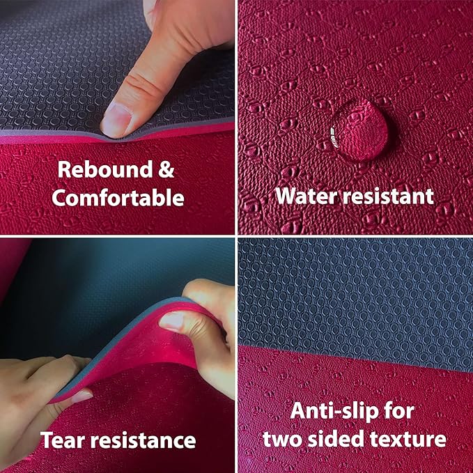 Extra Thick Exercise Yoga Mat with Strap - 2/5 Inch (10MM), Non-Slip Workout Mat for Yoga, Pilates, and Floor Exercises