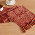 Macrame Style Boho Table Runner, 12x60 Inch Rust | Woven Boho Table Runner by ZEEMARTONLINE