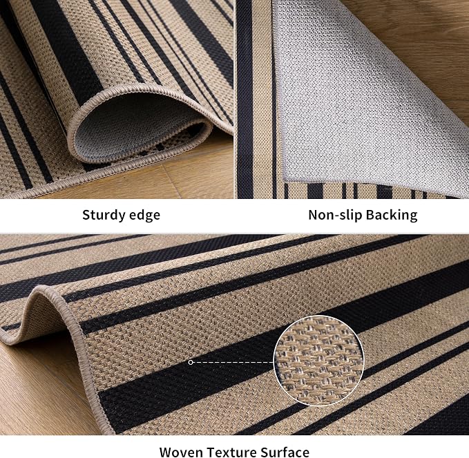 Tangsoo Stripe Easy Jute Rug 5x7 Large Washable Area Rugs - Image 3
