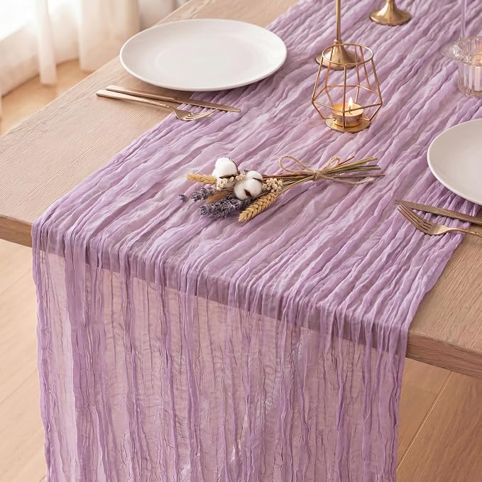 12 Pack Lilac Purple Cheesecloth Table Runner 120 Inch Boho Wedding Decor | by Fixwal