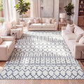 JONATHAN Y Boho Vintage Diamond Cream/Navy Indoor Area Rug 9X12 ft, Moroccan by JONATHANY