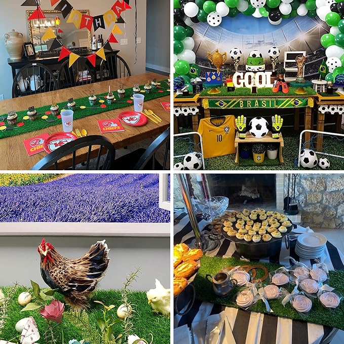 XLX TURF Green Artificial Grass Table Runner 12"x60" Golf Party Decorations | - Image 7