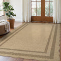 LIVEBOX Scalloped Washable 5x7 Rug, Easy Jute Tan Rugs by LIVEBOX