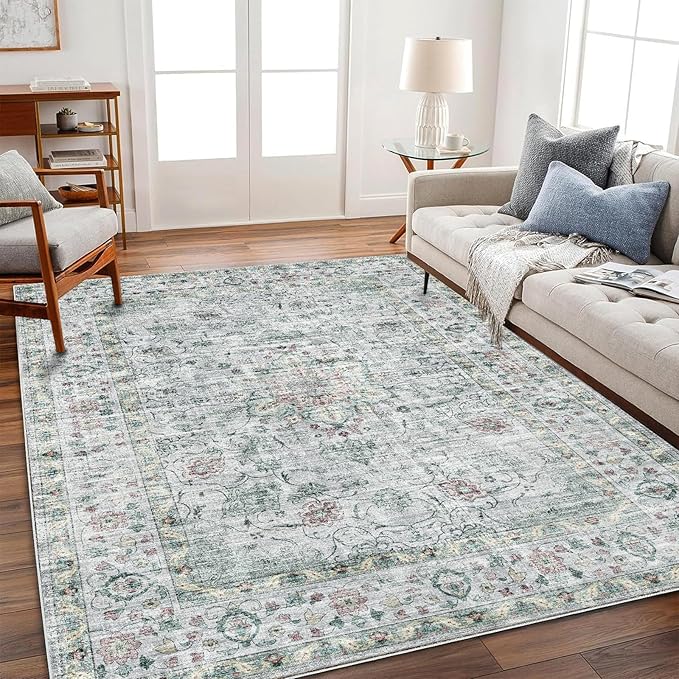 CHAMPLANT Area Rug 5'x7' Washable Rug Vintage Traditional Floor Cover Thin by CHAMPLANT