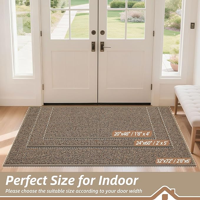 BEQHAUSE Dirt Trapper Door Mat 24" x 60", Non-Slip Washable Doormats Entrance - Image 2
