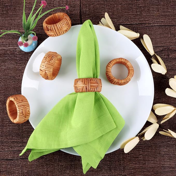 Farmhouse Napkin Rings Set of 12, Hand-Woven Napkin Ring - Image 6