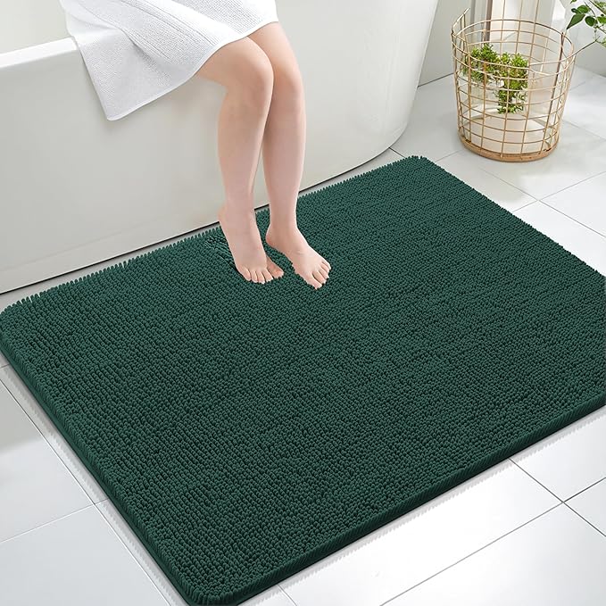 OLANLY Large Bathroom Rugs 40x32, Soft Absorbent Chenille Bath Rugs, Rubber by OLANLY