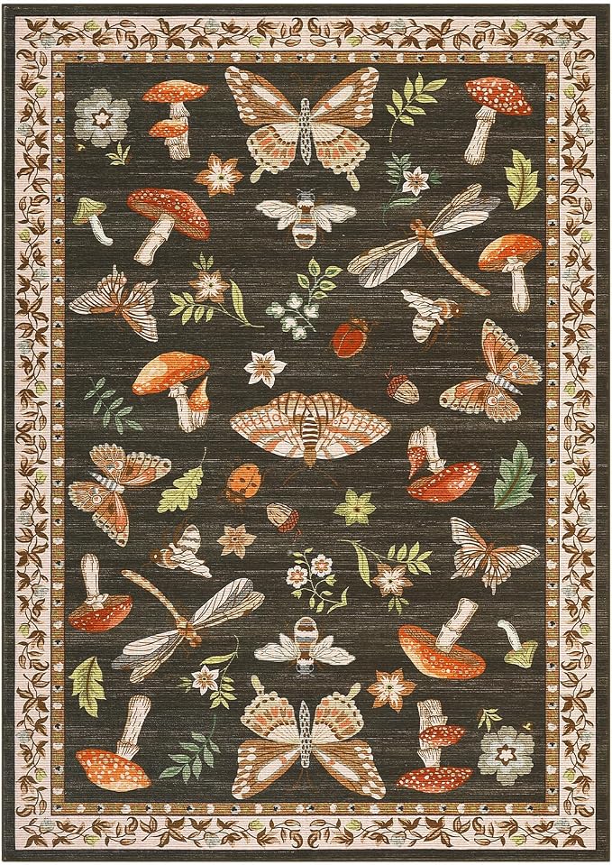 ROYHOME Mushroom Washable Rug 9x12 Area Rugs - Image 4