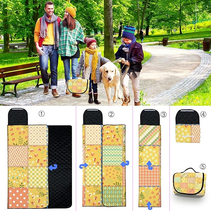Extra Large Picnic Blanket Waterproof,80"x 80"Foldable Machine Washable Beach Blanket,Outdoor Blanket for 6-8 Adults,Suitable for Indoor Crawling,Park Beach,Camping,Hiking,Family Travel(Colorful)