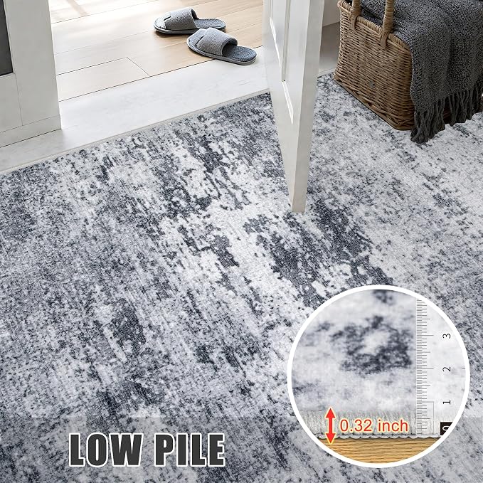 4x4 Area Rug Living Room Rug: Washable Modern Abstract Soft Thin Rug Indoor - Image 7