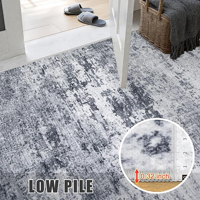 Round Area Rug for Living Room: 8 ft Washable Modern Abstract Soft Thin Rug - Image 7