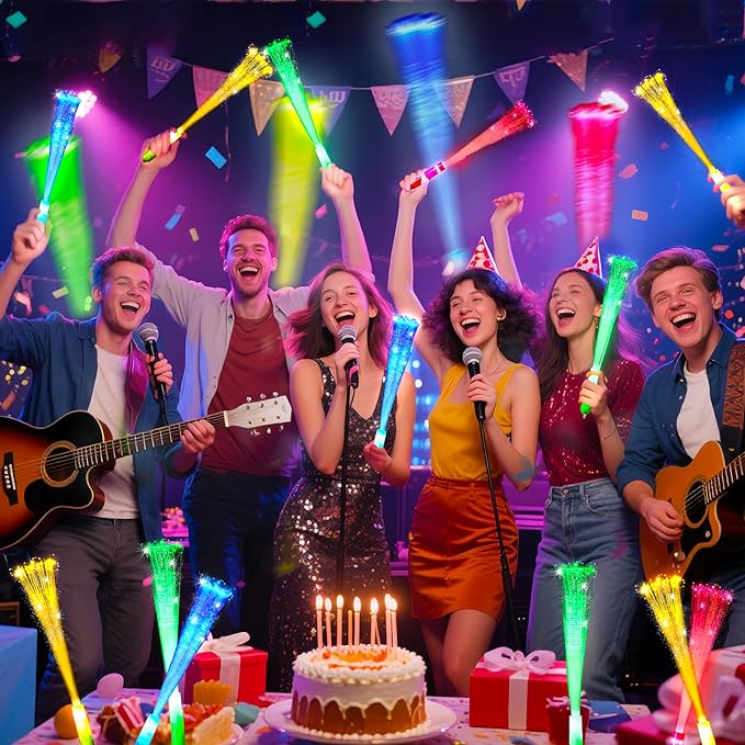 OceanWings Glow Fiber Optic Wands,Halloween Glow Sticks Bulk Party Pack,Glow in the dark Party Supplies Favor Flashing Light Up Sticks for Birthday Holiday Party Wedding Halloween Christmas(25)