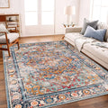CHAMPLANT Washable Area Rug 8'x10' Boho Chic Medallion Distressed Design by CHAMPLANT