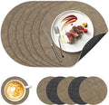 NCUE 13" Faux Leather Round Placemats Set of 6, Reversible Dual-Color | by NCUE