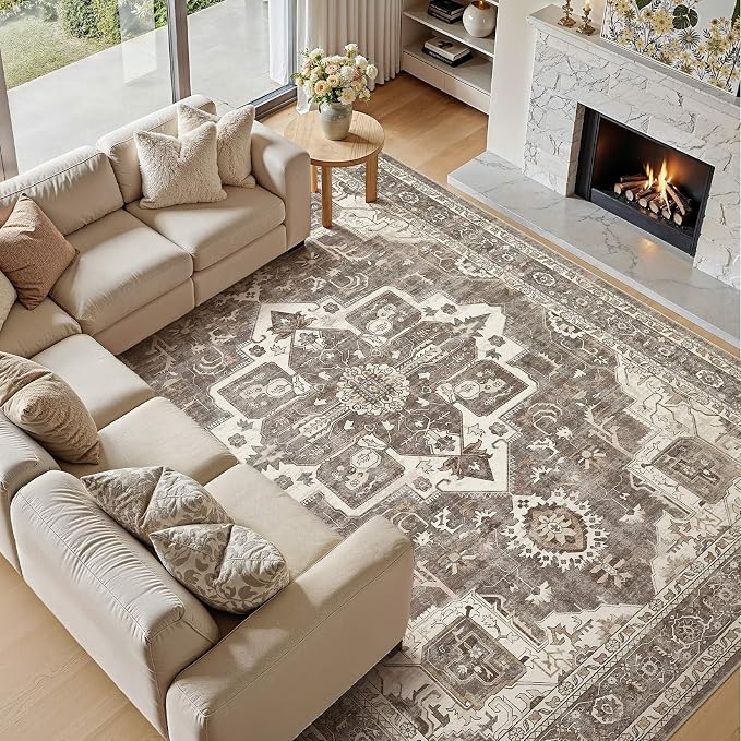 7x9 Washable Area Rugs for Living Room, Large Rug Non Slip Backing Vintage - Image 2