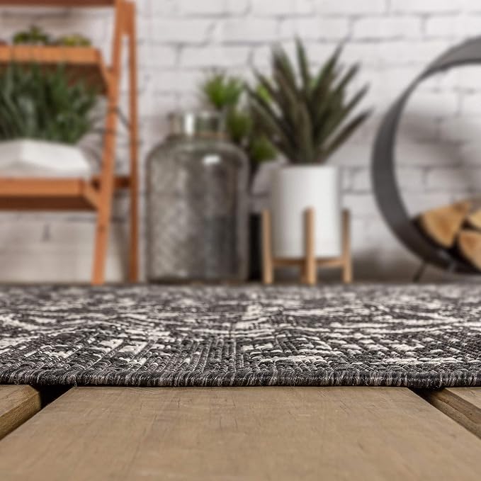 JONATHAN Y Boho Medallion Indoor Outdoor Runner Rug 2X8 Black/Gray, Malta - Image 7