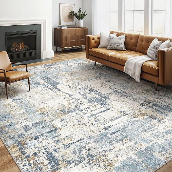 5x7 Area Rugs Washable Rug: Living Room Large Abstract Modern Soft Stain by LOONGRUG