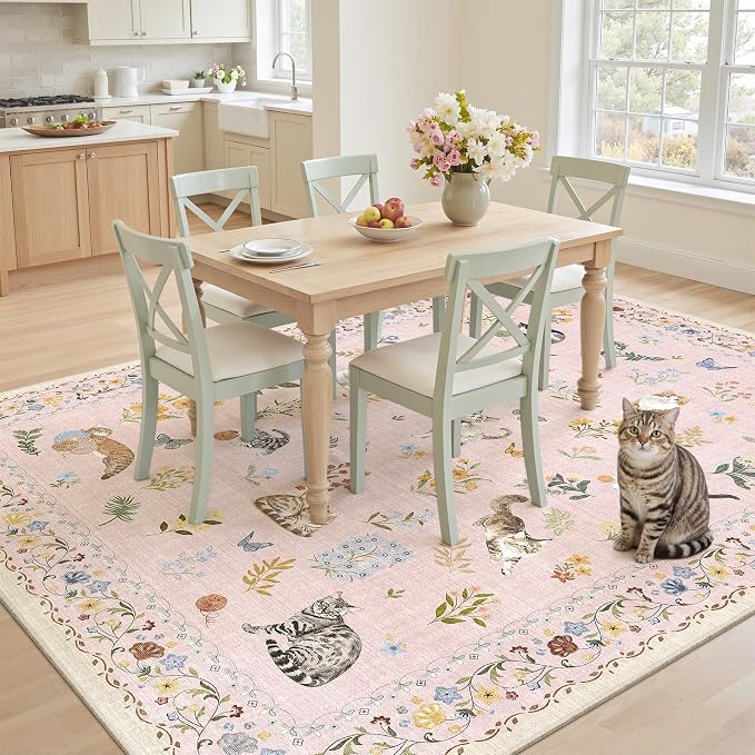 Soalmost Cat 5x7 Pink Area Rugs - Image 3