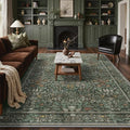 GENIMO 9x12 Washable Area Rug, Non-Slip Vintage Boho Floral Carpet, Large Area by GENIMO