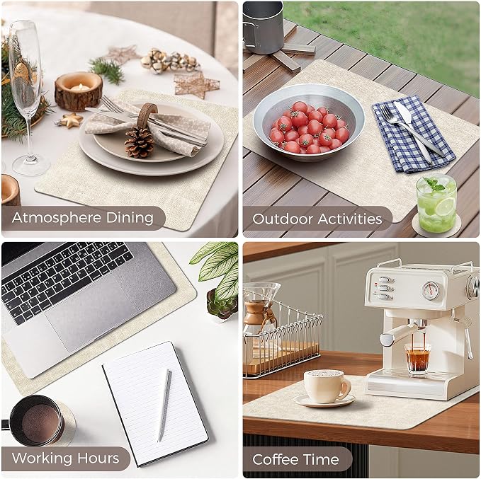 NCUE Vinyl Placemats Set of 8, Heat Resistant, Nonslip Faux Leather Waterproof - Image 6