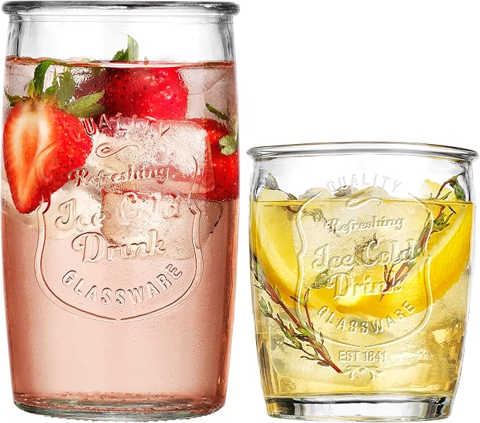 Glaver's Ice Cold Set of 8 Drinking Glasses 4-20 Oz Highball Glasses, and 4-13 - Image 7