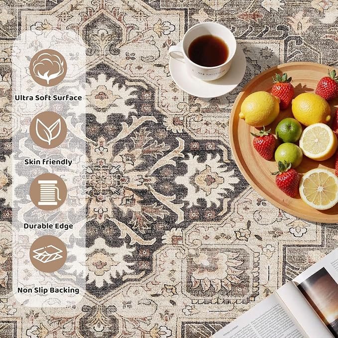 5ft Round Vintage Living Room Area Rug - Image 3