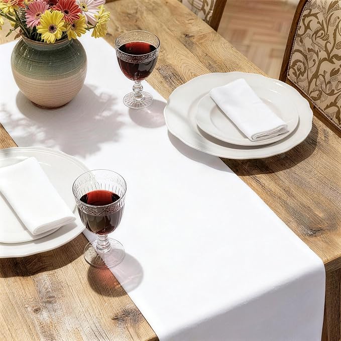 MEANMOY White Table Runner 36 Inches Long Waterproof Table Runners | Washable - Image 6