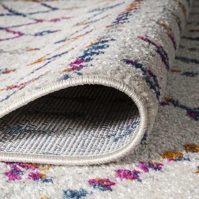JONATHAN Y Boho Vintage Diamond Cream/Multi Indoor Area Rug 8X10 ft, Moroccan - Image 6