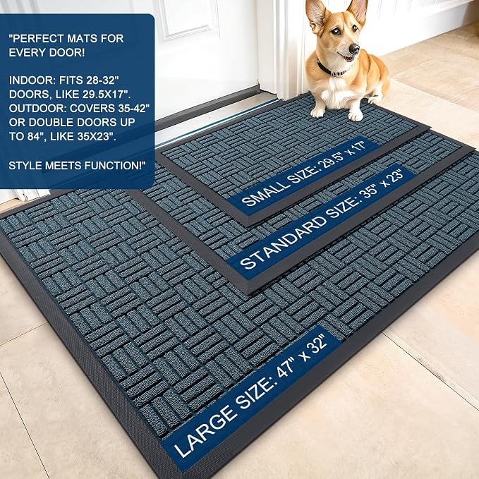 OLANLY Front Door Mat Outside Entrance 47x32, Heavy Duty Sturdy Natural Rubber - Image 2