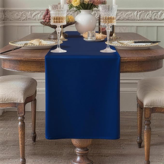 Navy Blue Table Runner, Waterproof Washable Runners 108 Inches Long | Reusable by KAIPHO
