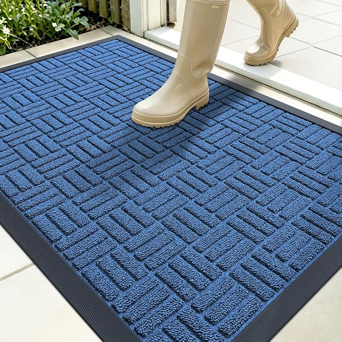 OLANLY Front Door Mat Outside Entrance 35x23, Heavy Duty Sturdy Natural Rubber by OLANLY
