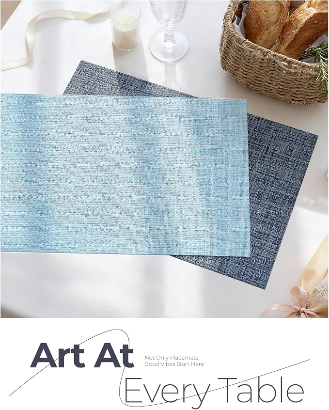 Leetaltree Soft Sky Blue Woven Placemats Set of 6 - Image 8