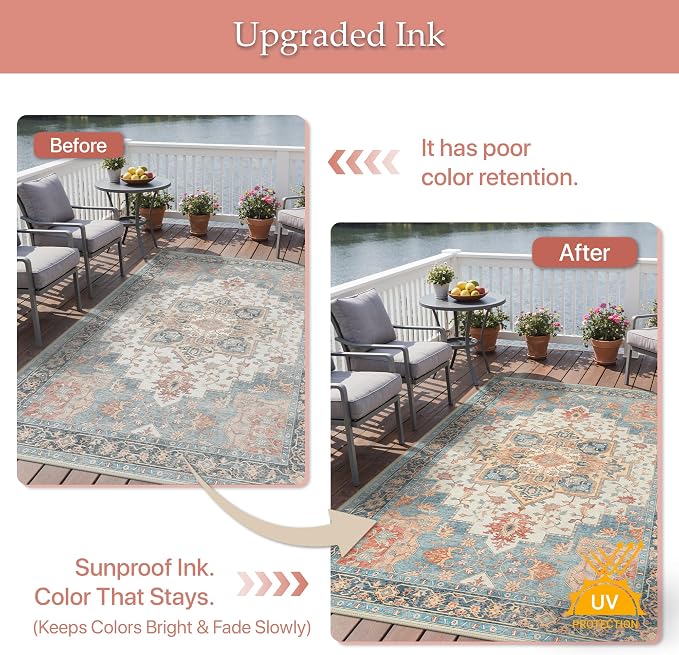 GENIMO Outdoor & Indoor Area Rug 5'x8', Waterproof, Non-Shedding, Easy Cleaning - Image 5