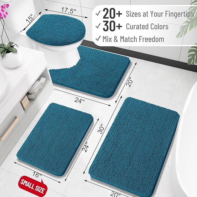 OLANLY Bathroom Rugs 30x20, Extra Soft Absorbent Chenille Bath Rugs, Rubber - Image 3