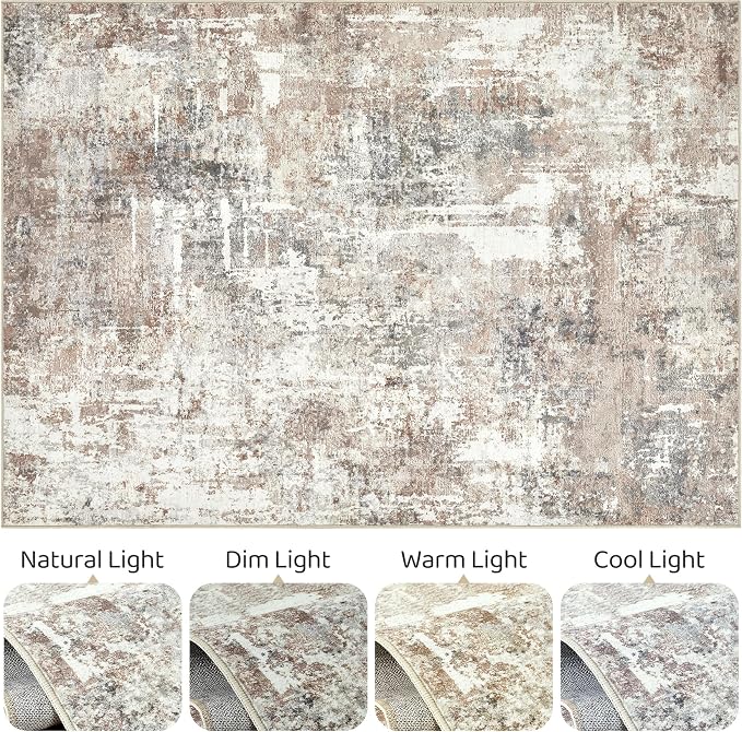 4x6 Rug Washable Area Rugs: Abstract Modern Soft Stain Resistant Indoor Floor - Image 9
