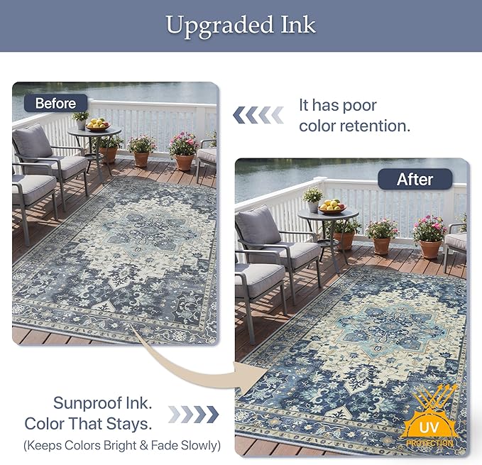 GENIMO Outdoor & Indoor Area Rug 6'x9', Waterproof, Non-Shedding, Easy Cleaning - Image 5