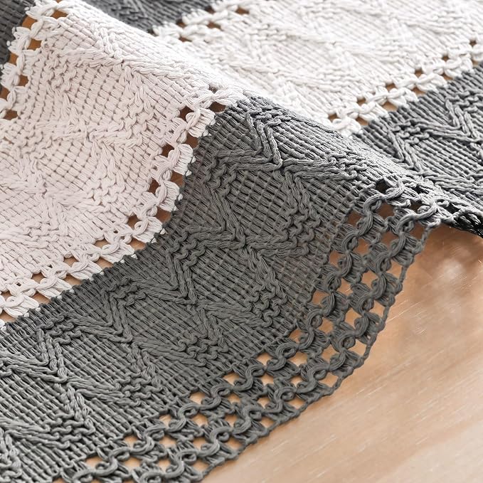 Artoid Mode Grey Farmhouse Woven Table Runner 12x36 Inch | Seasonal Holiday - Image 5