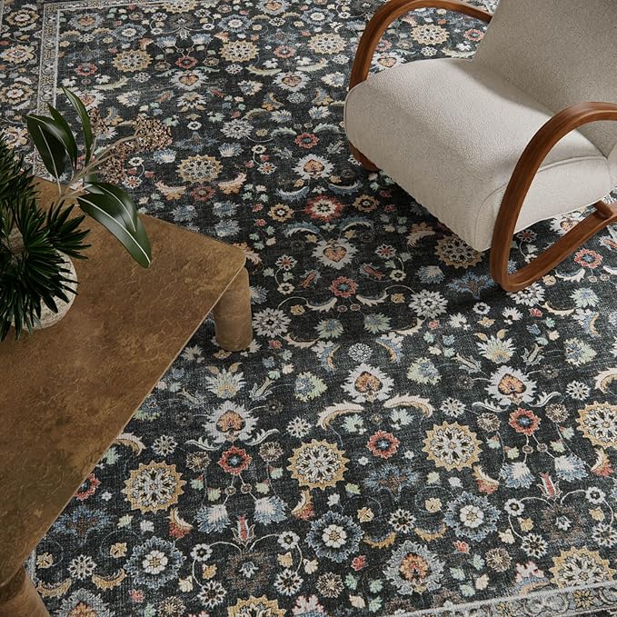 Washable Area Rugs for Living Room: 8x10 Bedroom Rug Vintage Boho Area Rug - Image 4