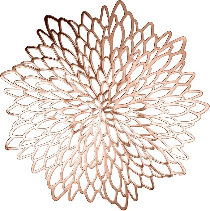 Set of 6 Round Placemats Rose Gold, Heat-Resistant PVC Table Mats by Unknown