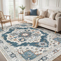 10x12 Washable Area Rug: Vintage Neutral Soft Non Slip Thin Large Floor Carpet by MICGEEK