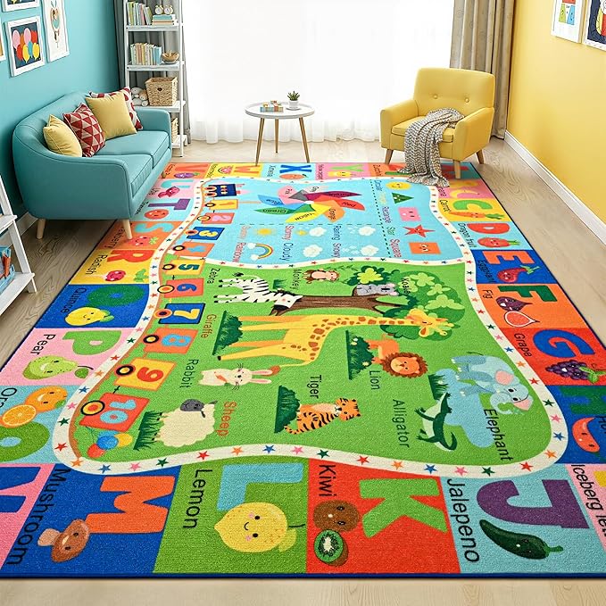 Maxsoft Kids Rug for Playroom, Educational 4x6 Play Mat for Classroom, Washable - Image 7