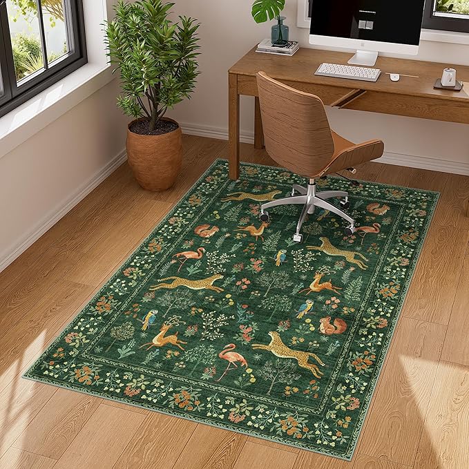 DUKINO 3x4 Washable Entryway Rug, Vintage Animal Ultra Soft Kitchen Area Rug - Image 3