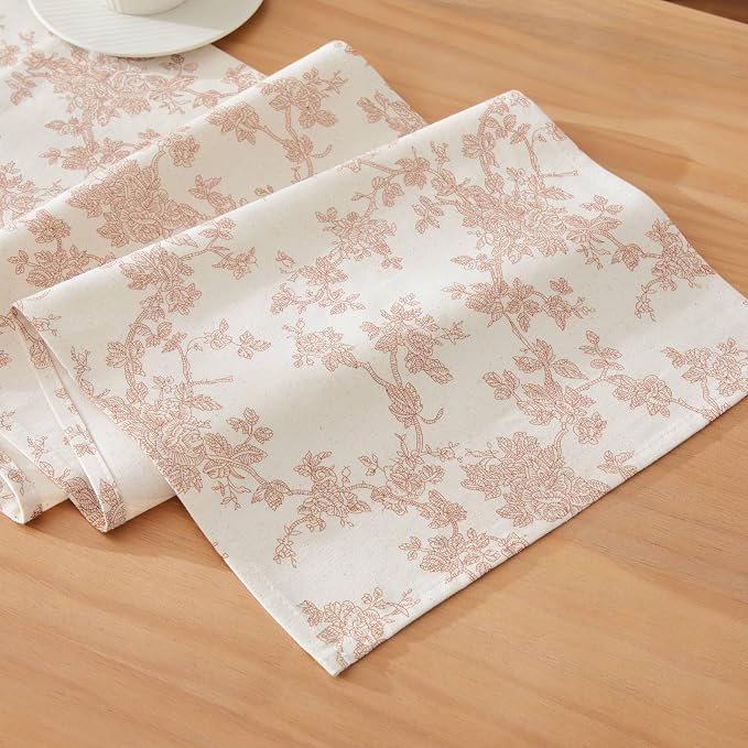 French Pastoral Farmhouse Table Runners, 13x60 Inch Taupe | 100% Organic Cotton by Unknown