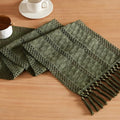 Macrame Style Boho Table Runner, 12x108 Inch Olive | Woven Boho Table Runner by ZEEMARTONLINE