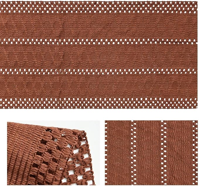 Artoid Mode Caramel Woven Farmhouse Hollow Table Runner 12x90 Inch | Holiday - Image 5
